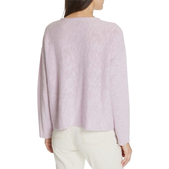 Eileen Fisher Organic Linen Cotton Slub Round Neck Top M L Lavender Purple Shirt - Picture 2 of 9
